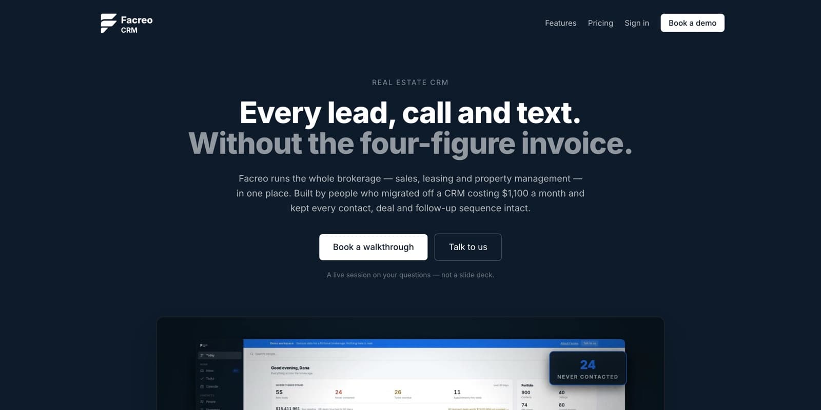 Facreo CRM — product interface