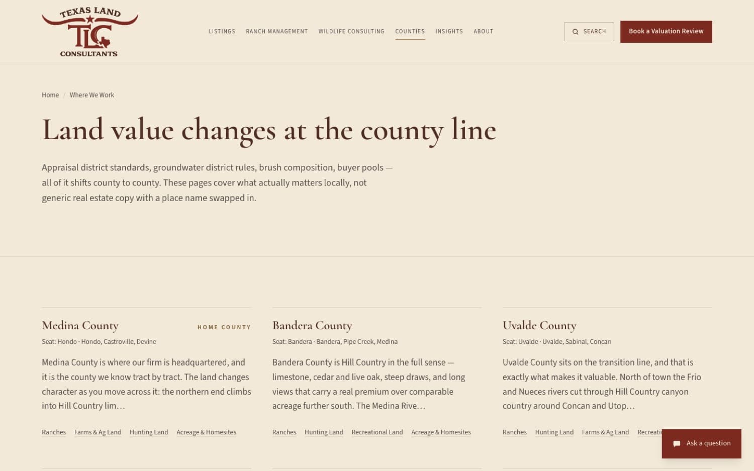 Texas Land Consultants — interface